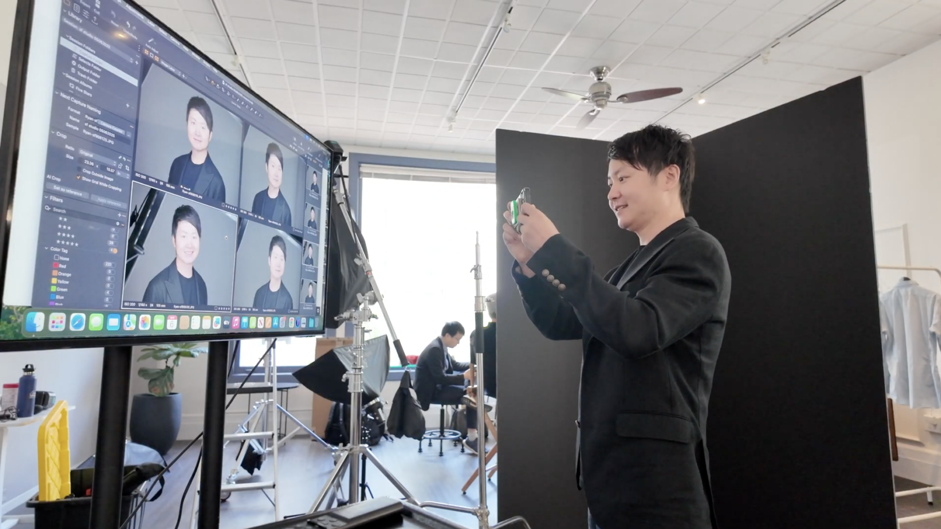 bts client taking photo of tv
