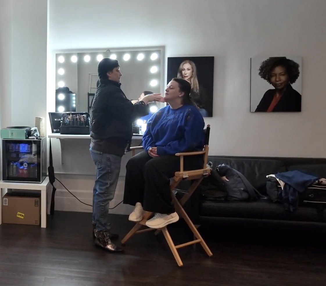 bts hair and makeup in photography studio