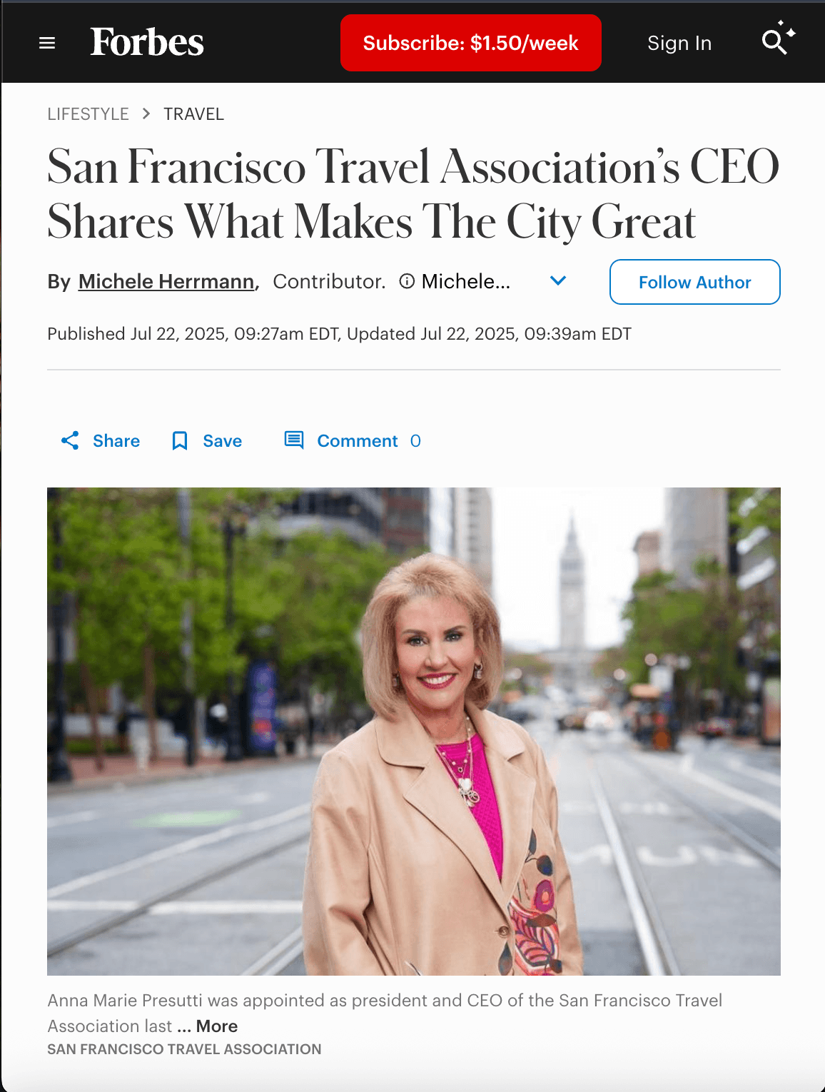Forbes article with SF Travel by Dan St Louis